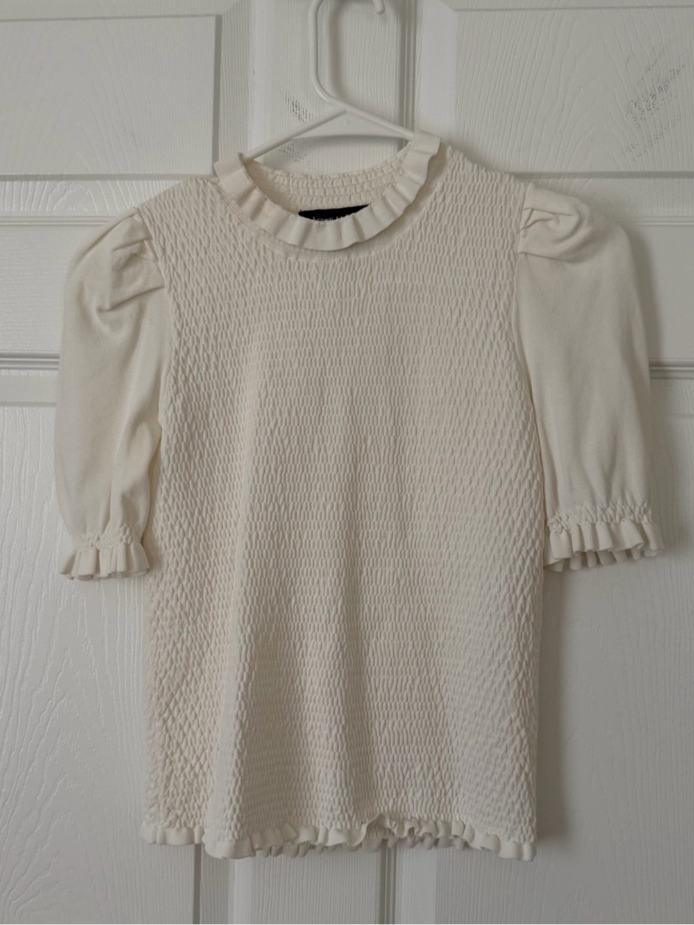 Catherine Malandrino Cream Textured Knit Scoop Neck Top